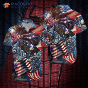 native american patriotic eagle independence day fourth of july memorial hawaiian shirts 0