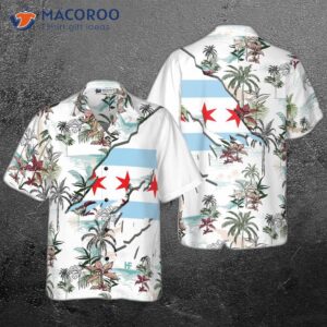 Navy Chicago Tropical Palm Island ‘s Hawaiian Shirt