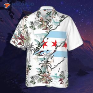 Navy Chicago Tropical Palm Island ‘s Hawaiian Shirt