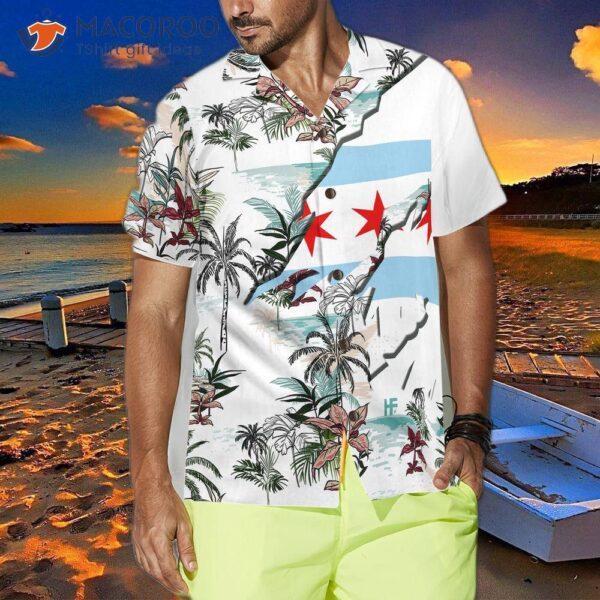 Navy Chicago Tropical Palm Island ‘s Hawaiian Shirt