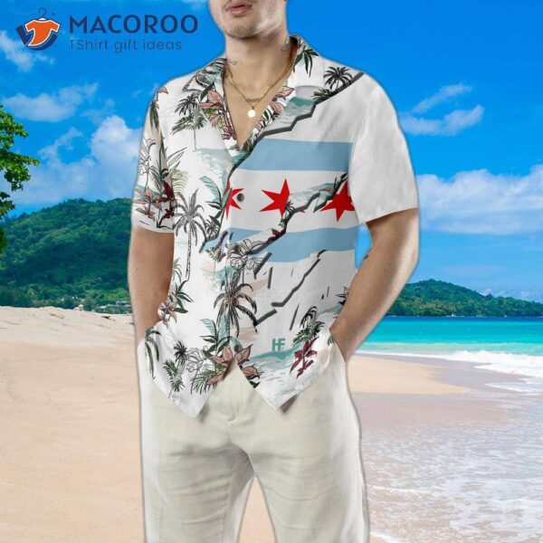 Navy Chicago Tropical Palm Island ‘s Hawaiian Shirt