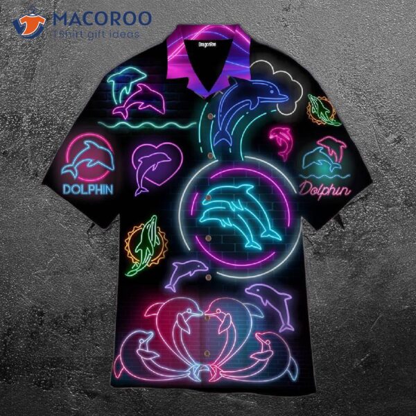 Neon Dolphin Hawaiian Shirts