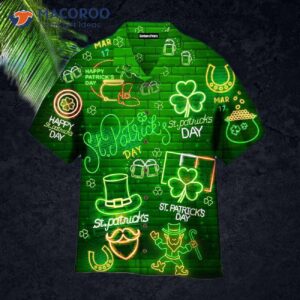 Neon-light Black St. Patrick’s Day Hawaiian Shirts