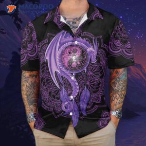 Neon Purple Dragon Mandala Hawaiian Shirt, Shirt For And
