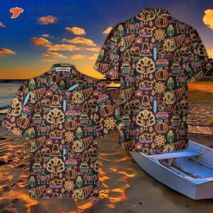 Neon Thanksgiving Turkey Seamless Pattern Hawaiian Shirt, Funny Best Gift For Day