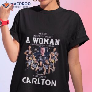 Never Underestimate A Woman Who Understands Football And Loves Carlton Blues Signatures 2023 Shirt