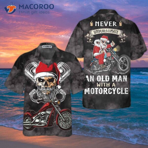 Never Underestimate An Old Man With A Motorcycle Christmas Hawaiian Shirt – Best Gift For