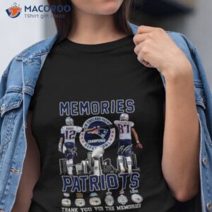 new england patriots tom brady and rob gronkowski memories patriots thank you for the memories signatures 2023 shirt tshirt