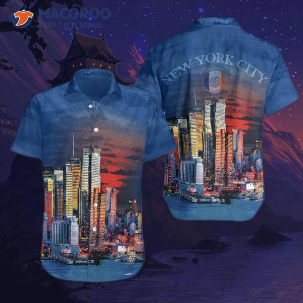 New York City Neon At Night Hawaiian Shirt