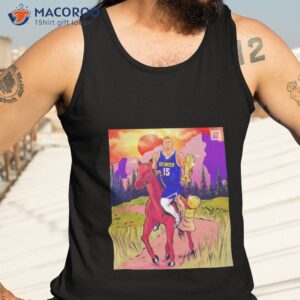 nikola jokic holding trophy riding horse shirt tank top 3