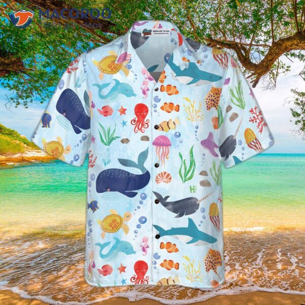 Ocean Fish Patterned Hawaiian Shirt