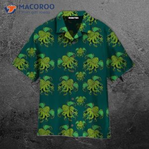 octopus patterned green tropical hawaiian shirts 0