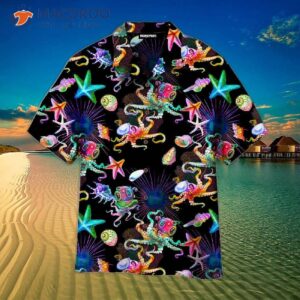 octopus undersea sea creatures colorful pattern hawaiian shirts 0