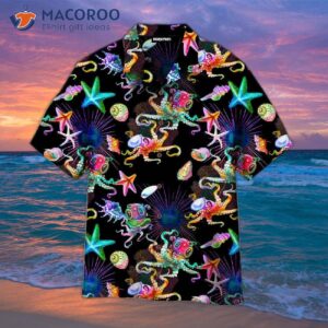 octopus undersea sea creatures colorful pattern hawaiian shirts 1