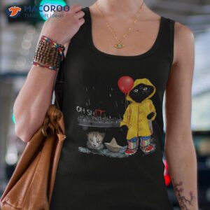 oh shit cat clown wear raincoat shirt tank top 4