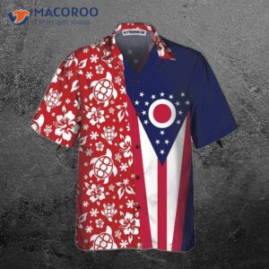 ohio flag and hibiscus pattern state hawaiian shirt shirt for proud gift 2