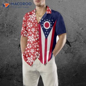 ohio flag and hibiscus pattern state hawaiian shirt shirt for proud gift 3