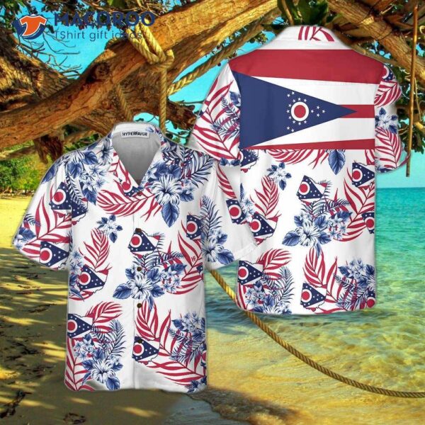 Ohio Proud Hawaiian Shirt, Floral Flag State Shirt For And
