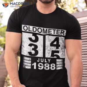 Oldometer 34-35 Born In July 1988 Funny 35th Birthday Shirt