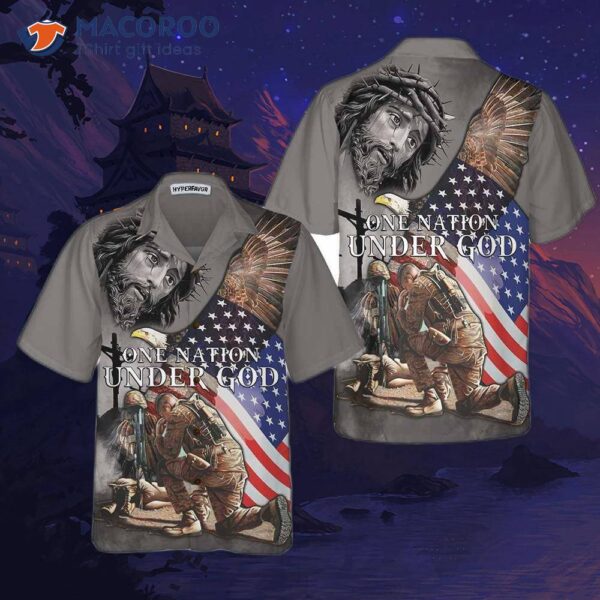 One Nation Under God Veteran Hawaiian Shirt – American Flag Shirt; Best Gift For Veterans’ Day