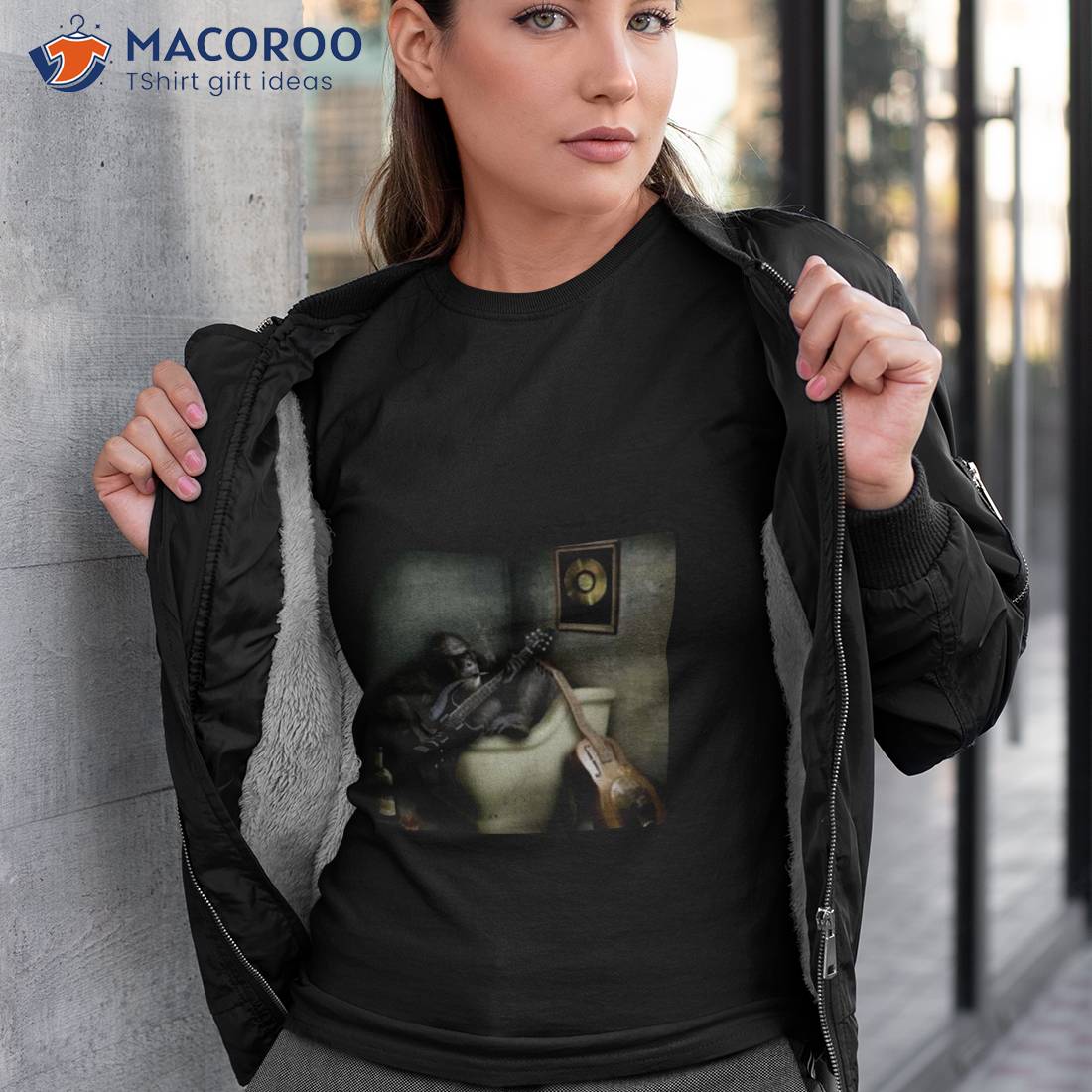 Orangutan Smoking Cigarette And Playing Guitar Shirt Orangutan Smoking Cigarette And Playing Guitar Shirt