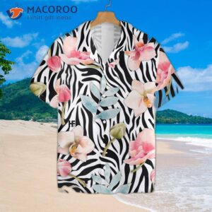 orchid zebra watercolor painting art hawaiian shirt 2