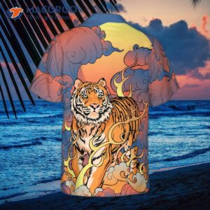 oriental powerful tiger hawaiian shirt dawn sun and cloud tiger print shirt for 1