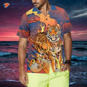 oriental powerful tiger hawaiian shirt dawn sun and cloud tiger print shirt for 3