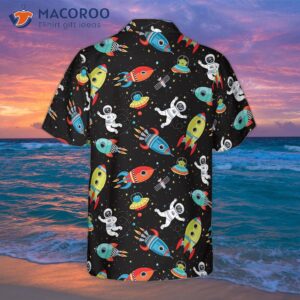 outer space astronaut cute hawaiian shirt 1