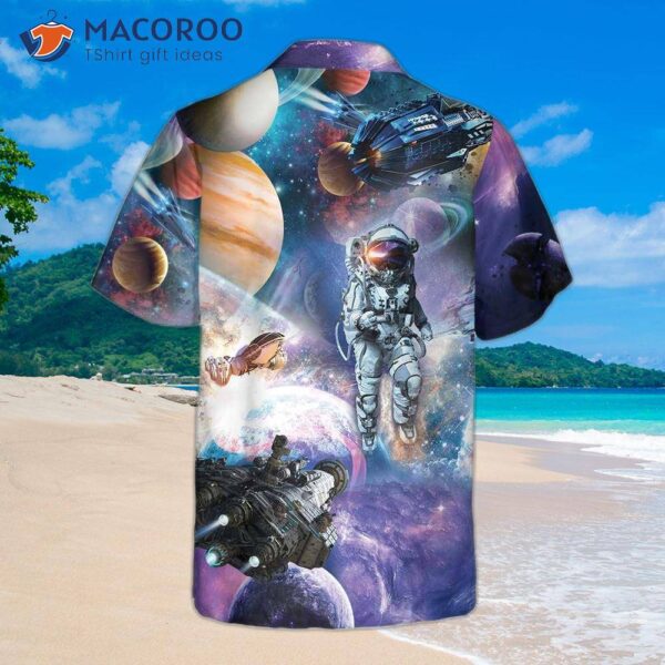 Outer Space Hawaiian Shirt, Space-themed Planet Button-up Shirt For Adults