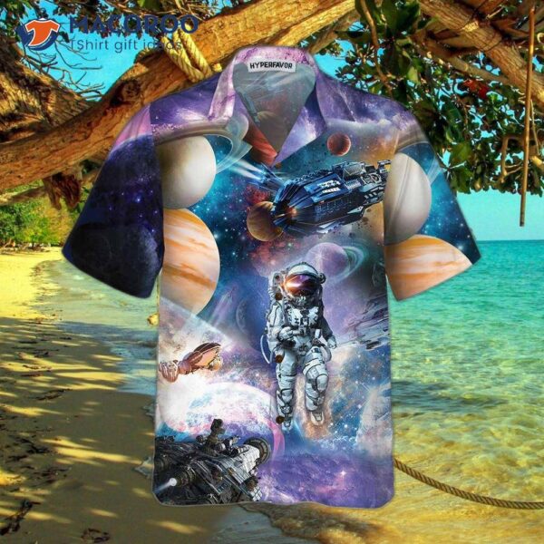 Outer Space Hawaiian Shirt, Space-themed Planet Button-up Shirt For Adults