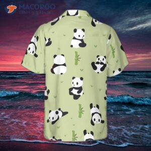 panda leaf patterned hawaiian shirt 1