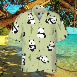 panda leaf patterned hawaiian shirt 2