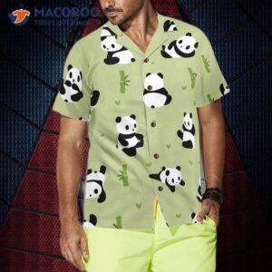 panda leaf patterned hawaiian shirt 3