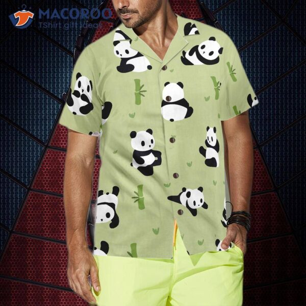 Panda Leaf Patterned Hawaiian Shirt