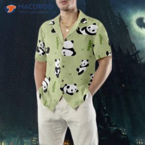 panda leaf patterned hawaiian shirt 4