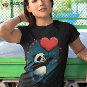 panda love heart for valentines day on lover shirt tshirt 1