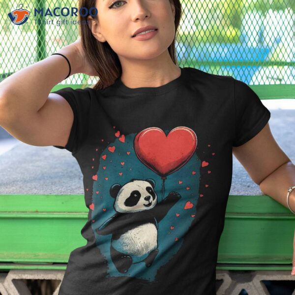 Panda Love Heart For Valentines Day On Lover Shirt