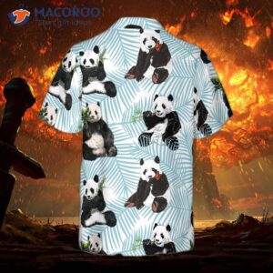 panda on palm leaves hawaiian shirt 1