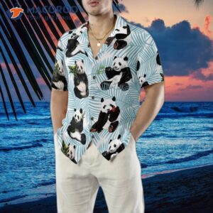 panda on palm leaves hawaiian shirt 4