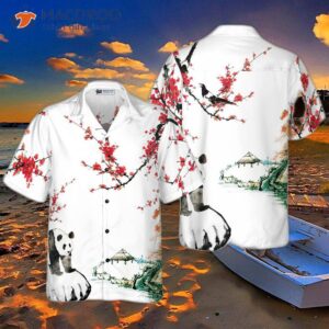 Panda With Plum Blossom Hawaiian Shirt