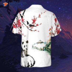 panda with plum blossom hawaiian shirt 1