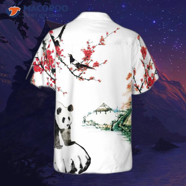 Panda With Plum Blossom Hawaiian Shirt