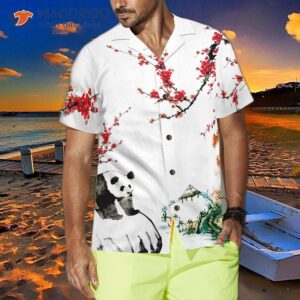 panda with plum blossom hawaiian shirt 3