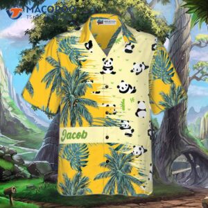 panda yellow tropical custom hawaiian shirt 2