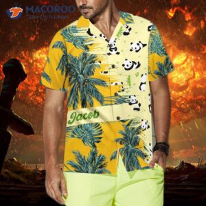 panda yellow tropical custom hawaiian shirt 3