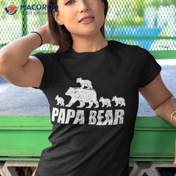 Papa Bear 4 Cubs Shirt Daddy Kids Tshirt