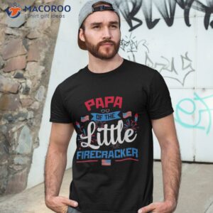 Papa Of The Little Firecracker 4th July American Flag Shirt