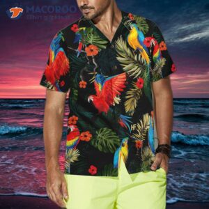 parrot s dark tropical pattern hawaiian shirt 3