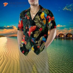 parrot s dark tropical pattern hawaiian shirt 4